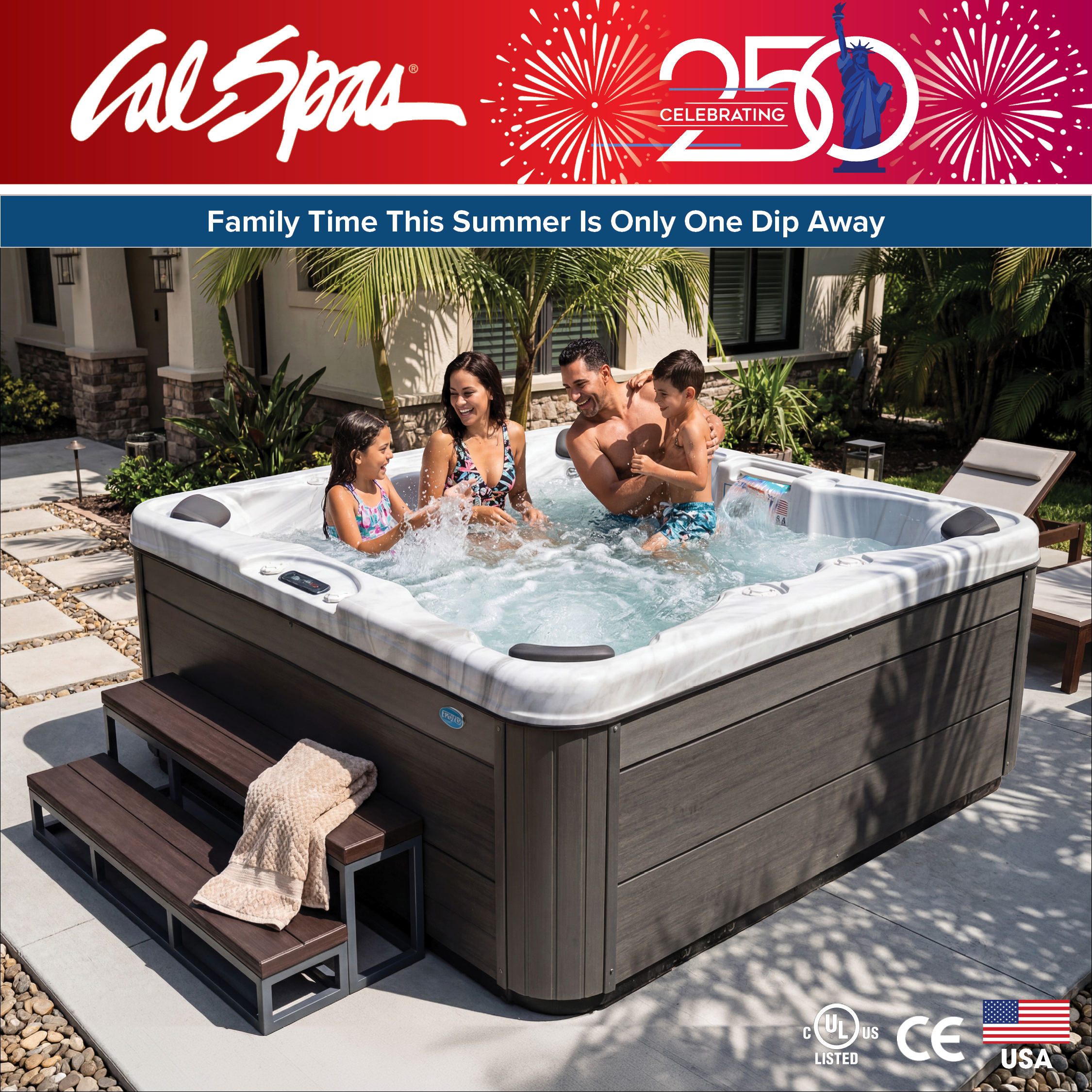 Calspas hot tub being used in a family setting - Renton